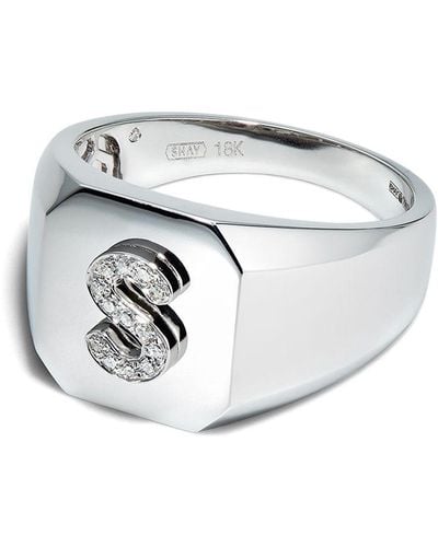 SHAY 18kt White Gold S-initial Ring - Metallic
