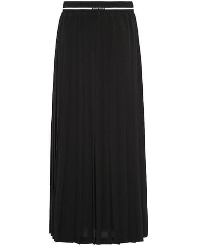 Miu Miu Pleated Midi Skirt - Black