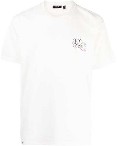 FIVE CM T-shirt Met Geborduurd Logo - Wit