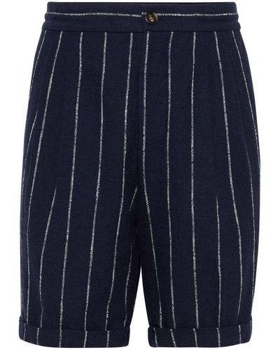 Brunello Cucinelli Pinstriped Bermuda Shorts - Blue