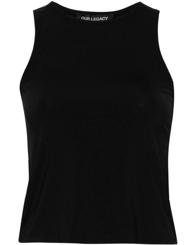 Our Legacy Wave Cropped Tank Top - Black