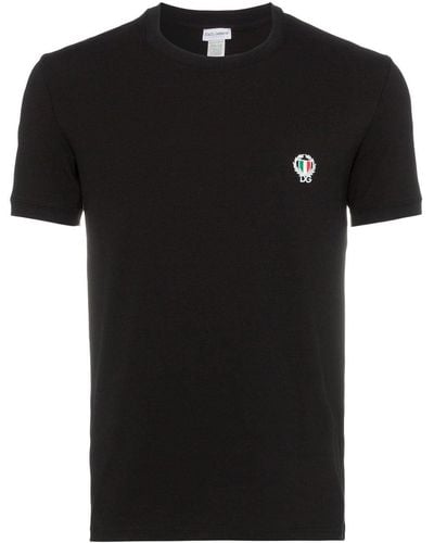 Dolce & Gabbana T-Shirt mit Logo-Patch - Schwarz