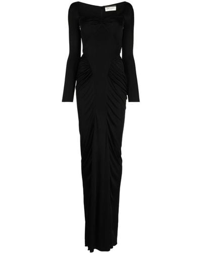 Saint Laurent Maxi-jurk Met Lange Mouwen - Zwart
