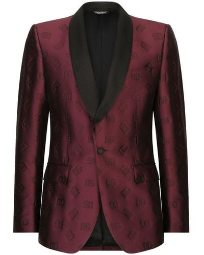 Dolce & Gabbana Smoking à motif monogrammé en jacquard - Rouge