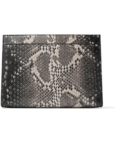 Jimmy Choo Nelis snakeskin-effect leather clutch bag - Grau