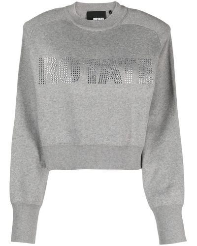ROTATE BIRGER CHRISTENSEN Firm Embellished Organic Cotton Sweatshirt - Gray