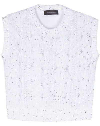 Lorena Antoniazzi Sequin-embellished Knitted Tank Top - White