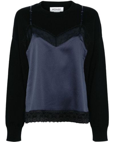 Monse Slip-detailed Wool-blend Jumper - Black