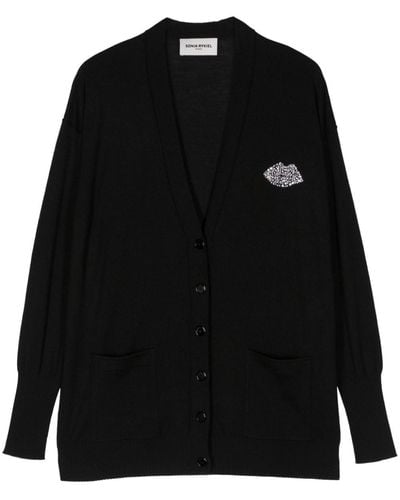 Sonia Rykiel Embellished Merino-silk Cardigan - Black