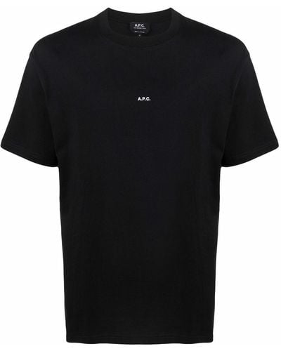 A.P.C. T-Shirt mit Logo-Print - Schwarz