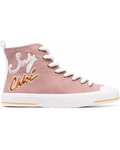 See By Chloé Sneakers Met Geborduurd Logo - Roze