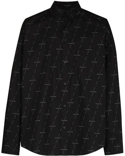 Balenciaga Logo-print Oversized Shirt - Black