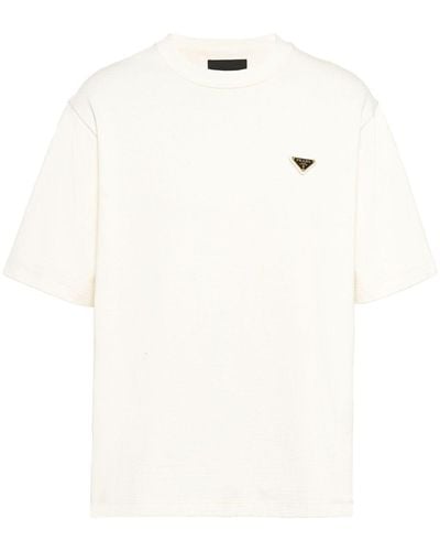 Prada White Triangle-logo Cotton T-shirt - Men's - Cotton