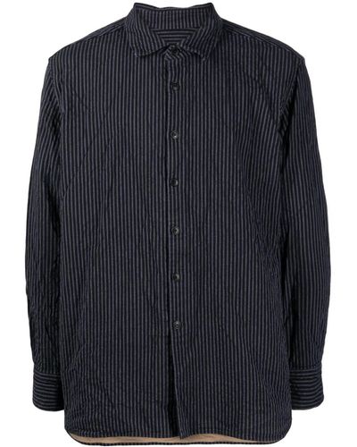 Casey Casey Striped Long-sleeve Cotton Shirt - Blue