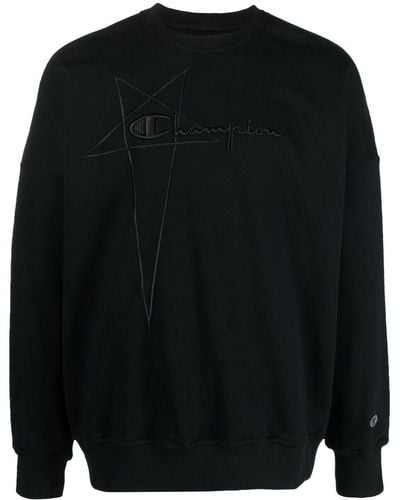 Rick Owens X Champion Logo-embroidered Pullover Sweatshirt - Black