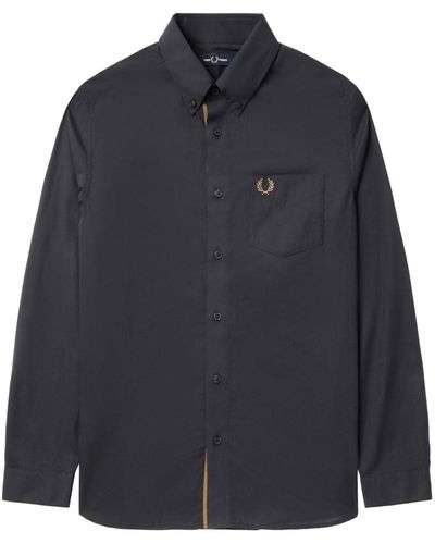 Fred Perry Laurel Wreath-embroidered Cotton Shirt - Blue