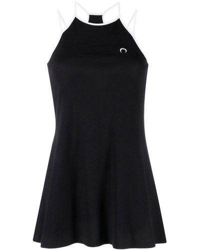 Marine Serre Neckholder-Kleid mit Logo - Schwarz