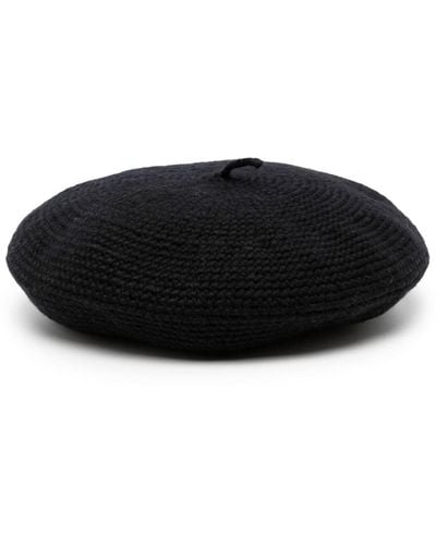Bode Crochet-knit Wool Beret - Black