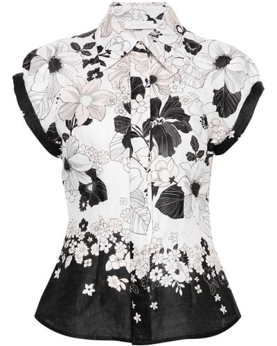 Zimmermann Pop Floral-print Shirt - Black