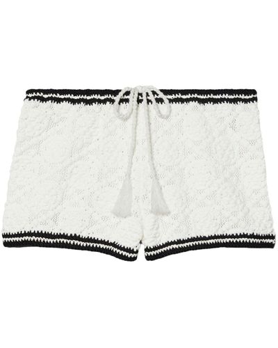 Tory Burch Pointelle Knitted Cotton Shorts - White