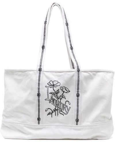 Bode Laundry Embroidered Tote Bag - White