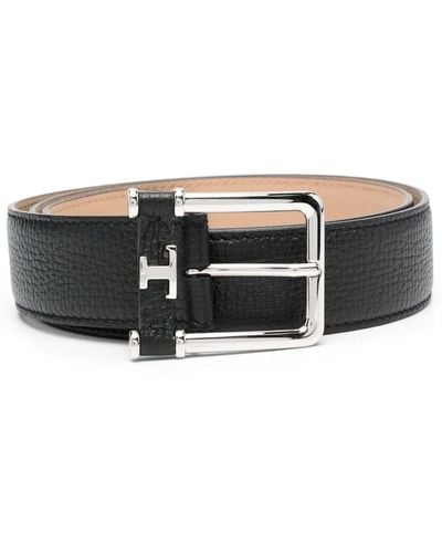 Tod's Logo-buckle Grained Leather Belt - Black