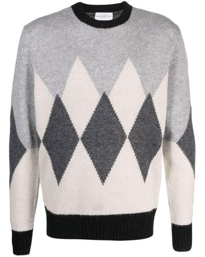 Ballantyne Argyle Intarsia-knit Wool Jumper - Grey