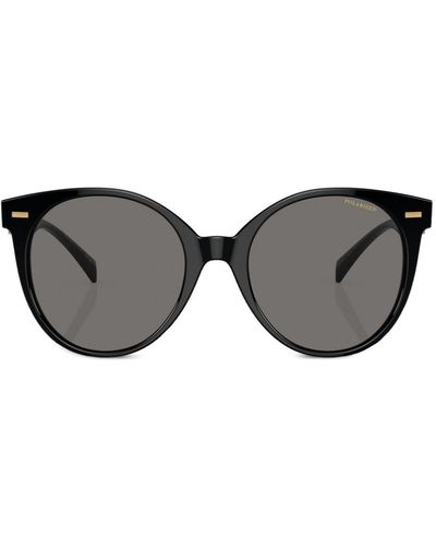 Versace Logo-plaque Round-frame Sunglasses - Brown