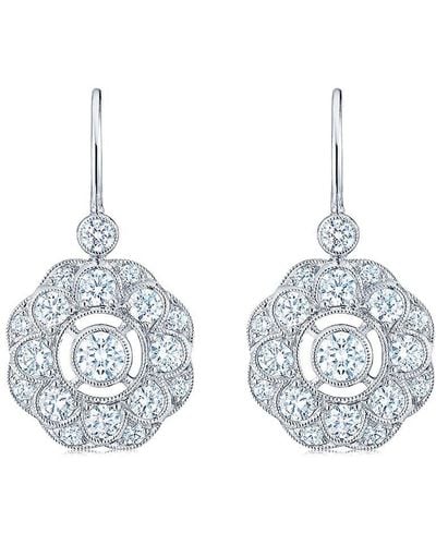 Kwiat 18kt White Gold Diamond Splendor Layered Cluster Drop Earrings - Metallic