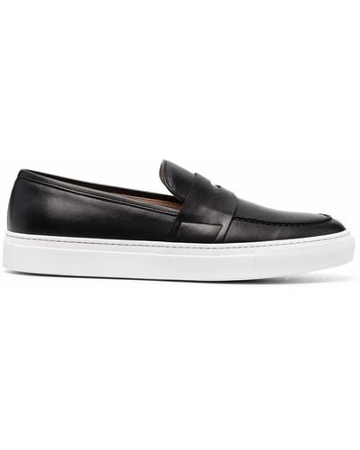 SCAROSSO Alberto Penny Leather Loafers - Black