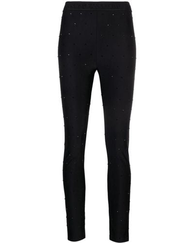 Versace Rhinestone-embellished Cropped leggings - Black