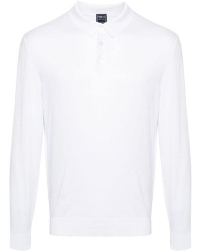 Fedeli Fine-knit Cotton Polo Shirt - White