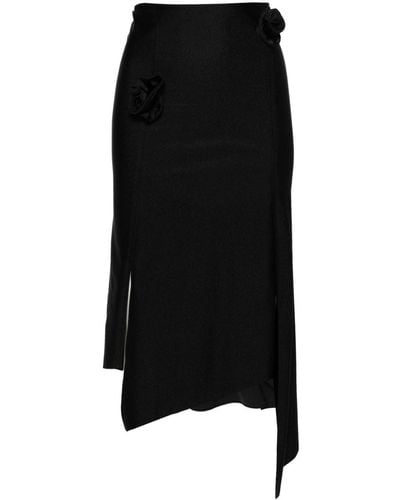 Coperni Floral-appliqué Midi Skirt - Black