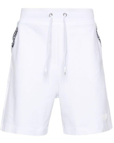 Moschino Logo-tape Cotton Shorts - White