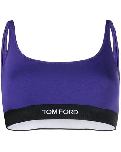 Tom Ford Sujetador con banda con logo - Azul