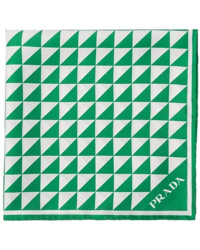 Prada プラダ パターン スカーフ - グリーン