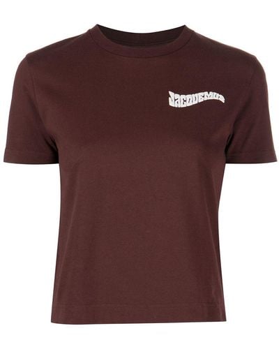 Jacquemus Le T-shirt Camargue Top Met Geborduurd Logo - Bruin