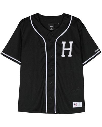 Huf ロゴパッチ ベースボールシャツ - ブラック