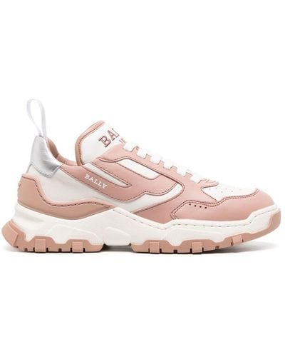 Bally Paneled Lace-up Leather Sneakers - Pink