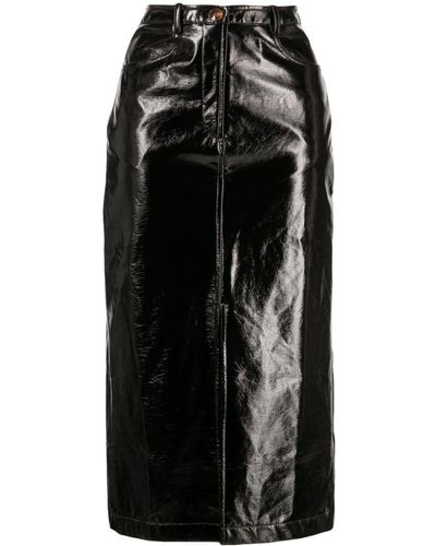 Kitri Penny Patent-finish Midi Skirt - Black