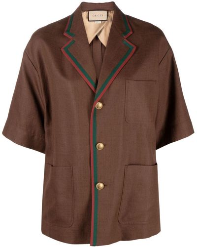 Gucci Web-stripe Short-sleeved Jacket - Brown