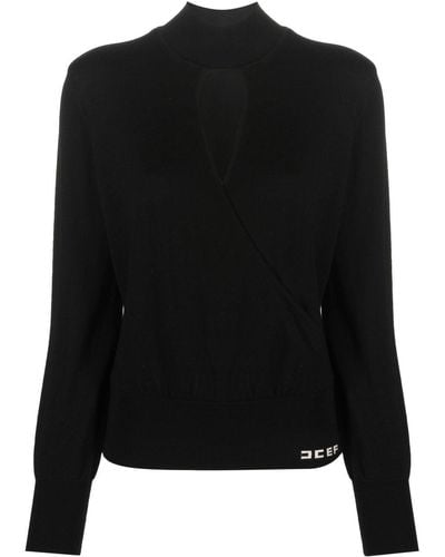 Elisabetta Franchi Long-sleeve Knitted Blouse - Black