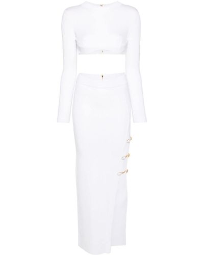 Elisabetta Franchi Chain-detailing Maxi Skirt Set - White