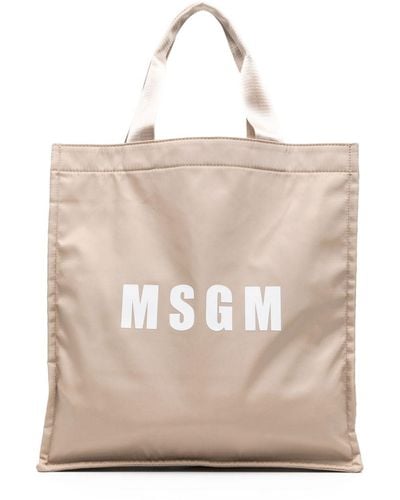 MSGM Shopper mit Logo-Print - Natur