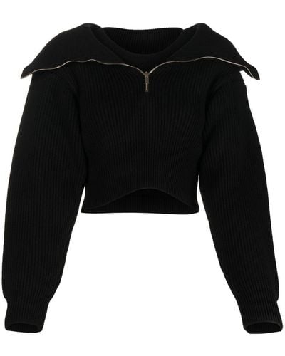 Jacquemus Cropped-Pullover mit Reißverschluss - Schwarz