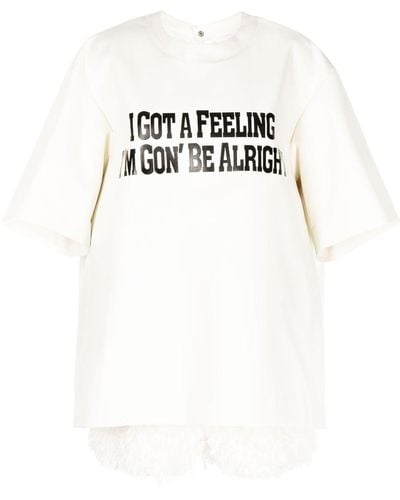 Sacai T-shirt con design a strati I Got A Feeling - Bianco