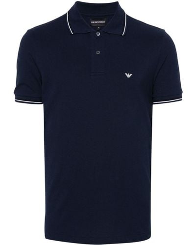 Emporio Armani Stripe-edge Polo Shirt - Blue