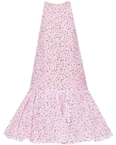 Oscar de la Renta Eyelash Fil-coupé Flared Dress - Pink