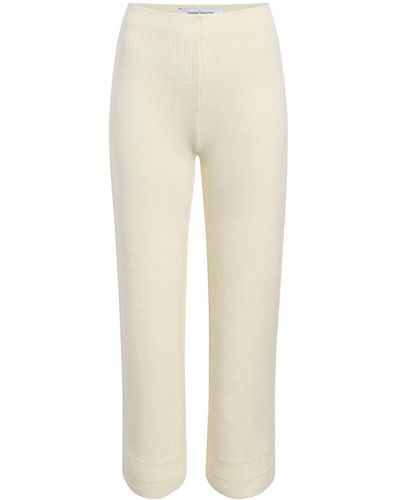 Another Tomorrow Ribbed-knit Cropped Trousers - Natural