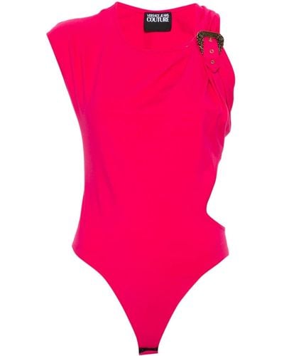 Versace Logo-engraved Buckle Bodysuit - Pink